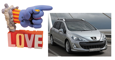 A montage of 'Glove' from 'Yellow Submarine' and a Peugeot 308