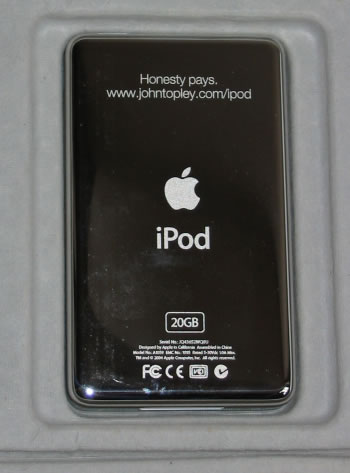A picture of the back of my iPod