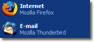 A picture of Mozilla Firefox and Thunderbird on my Windows XP Start menu