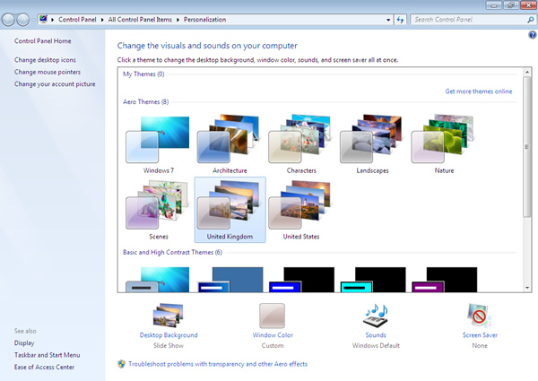 Windows 7's Aero Themes